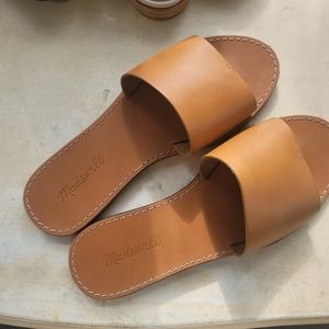 Madewell Women's Boardwalk Post Slide Sandal In Leather 8 MC998 euc